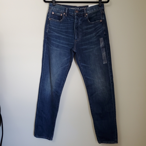 NWT American Eagle Hi-Rise Girlfriend Jean Size 4 Darkness Falls - Picture 2 of 7